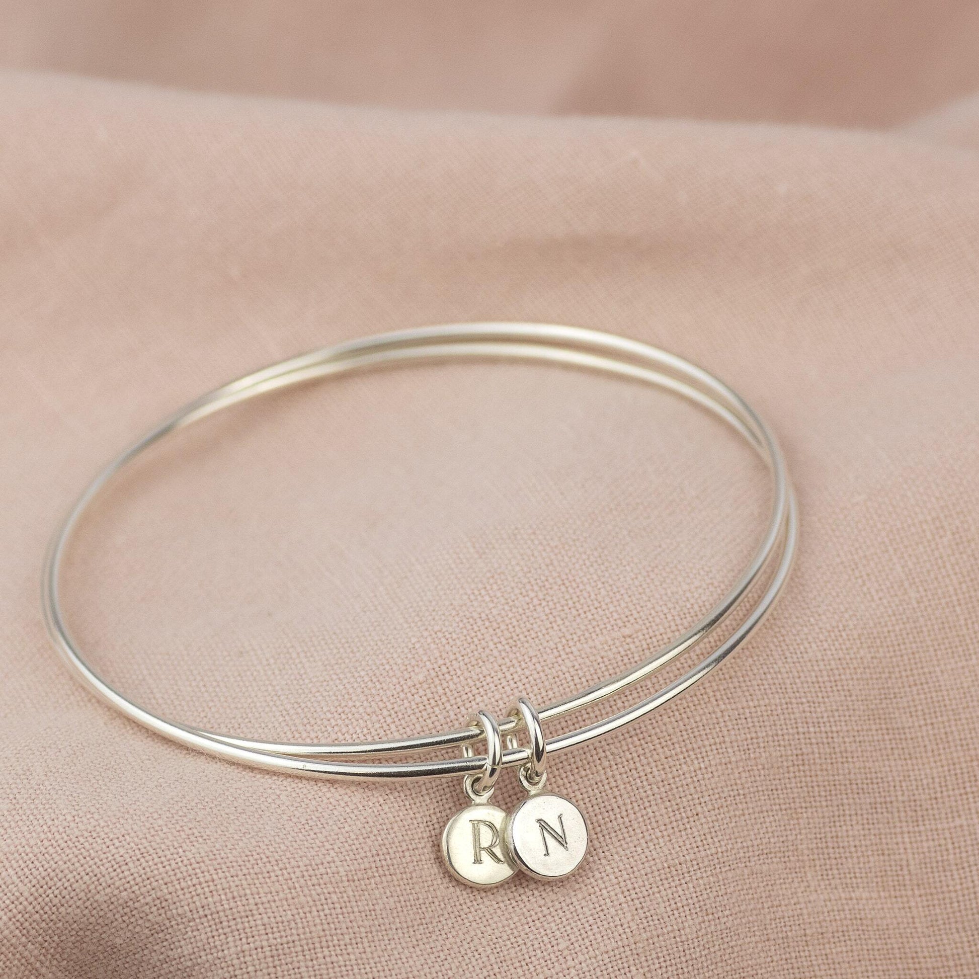 Personalised Sisters Bracelet - Double Linked Bangle - Linked for a Lifetime