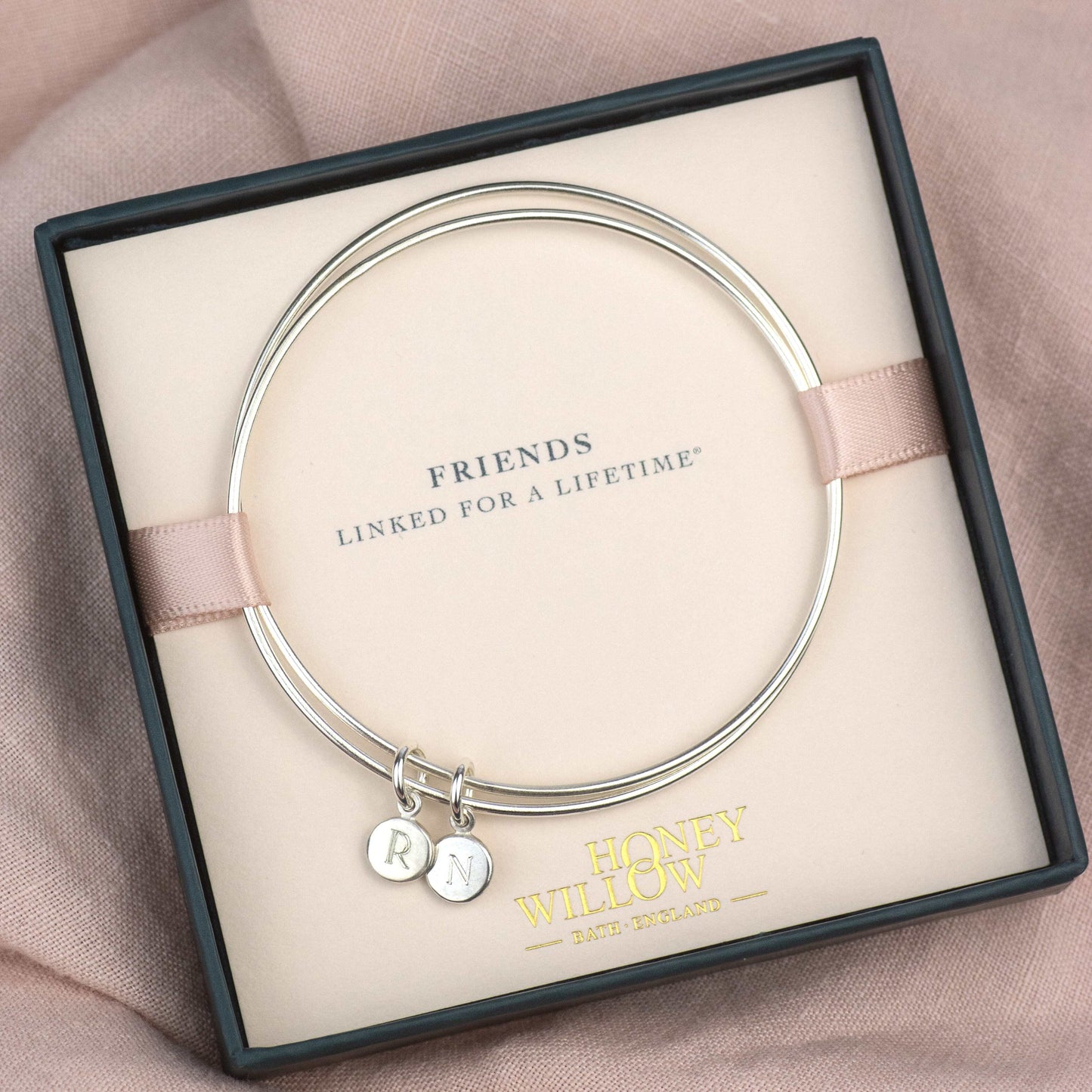 Personalised Friendship Bracelet - Double Linked Bangle - Linked for a Lifetime