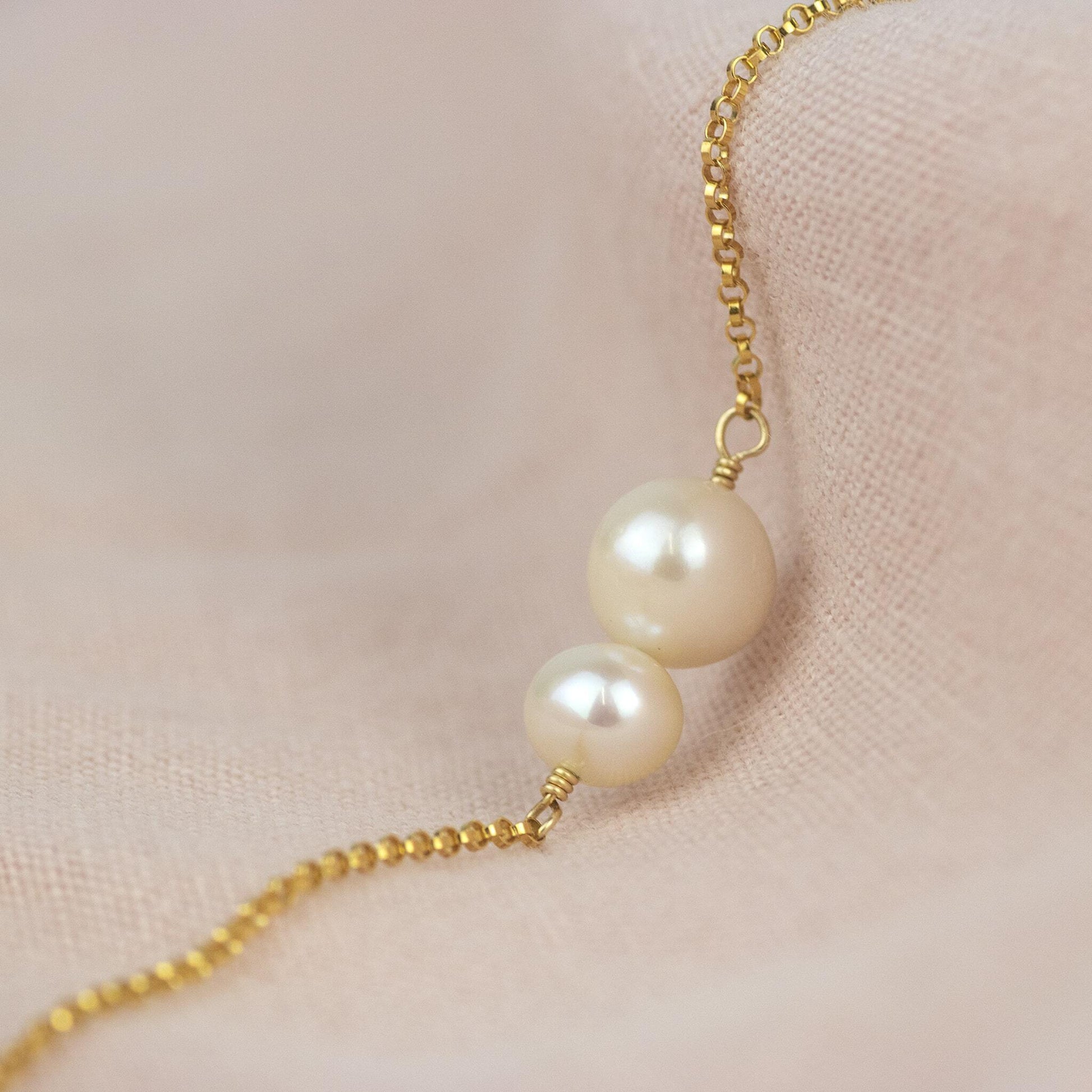 Double Pearl Bracelet - Two Pearls for Two Loved Ones