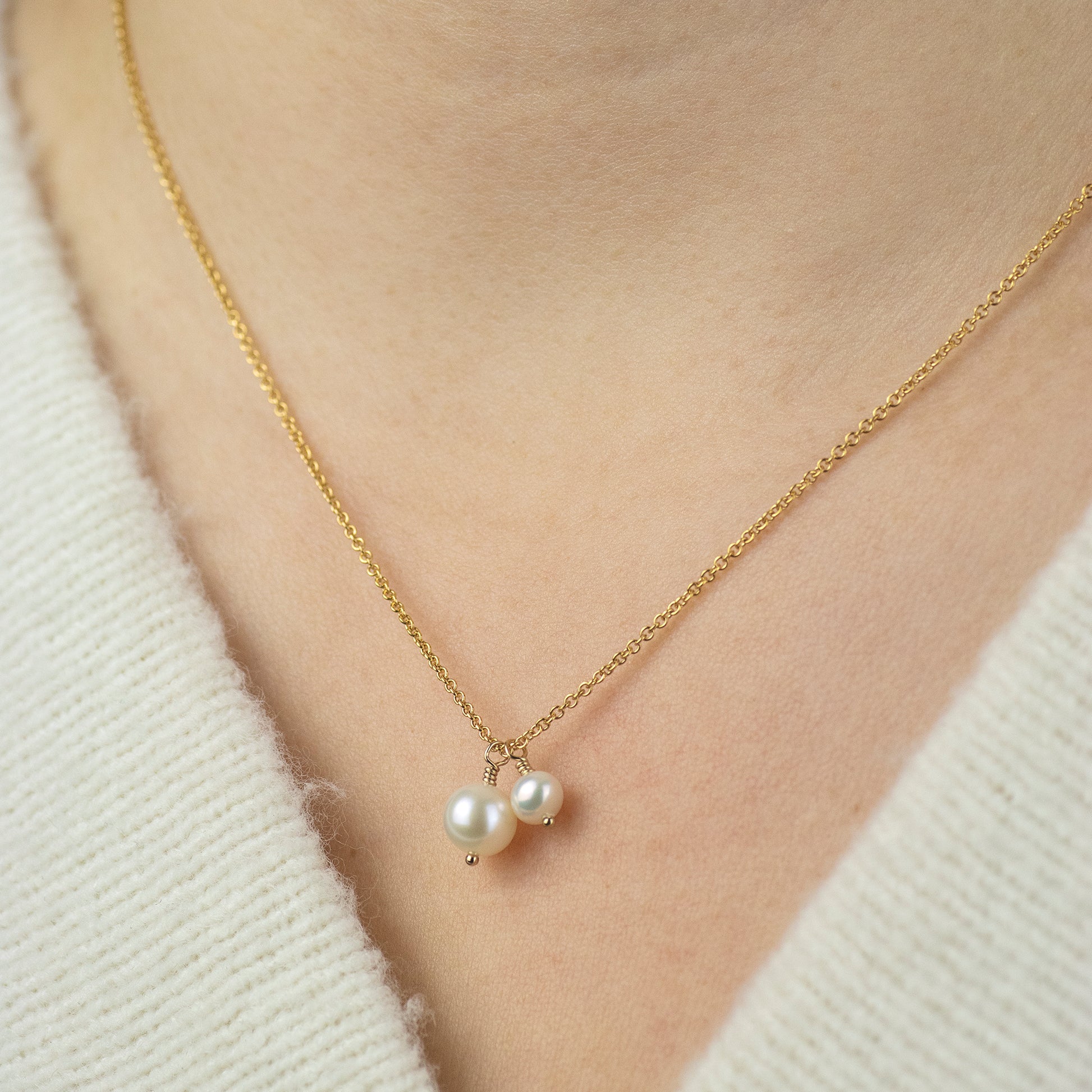 Double Pearl Necklace - Mother Daughter Necklace - A Pearl For Each Of Us