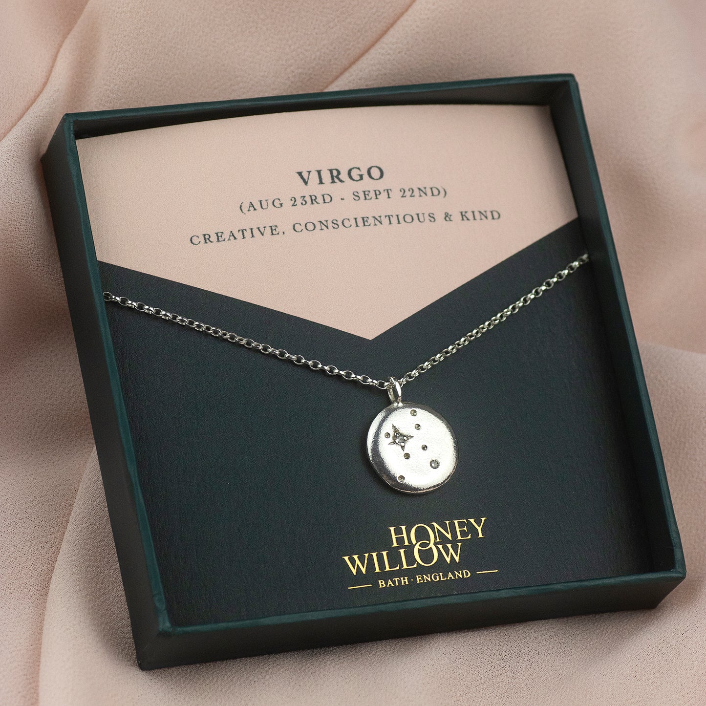 Diamond Virgo Constellation Necklace - Silver