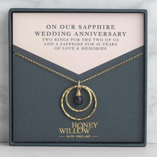 Sapphire Anniversary Necklace - 45th Anniversary Gift