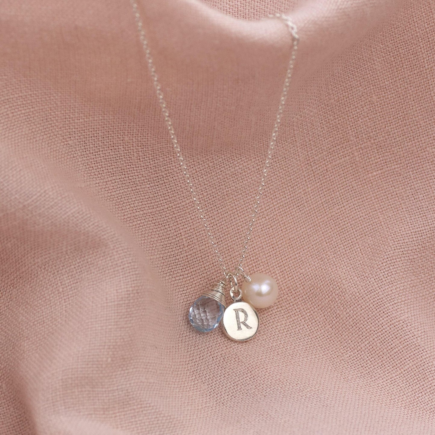 Christmas Gift for Her - Personalised Birthstone & Initial Necklace