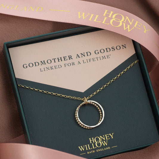 Godmother & Godson Necklace - Linked for a Lifetime - 9kt Gold & Silver