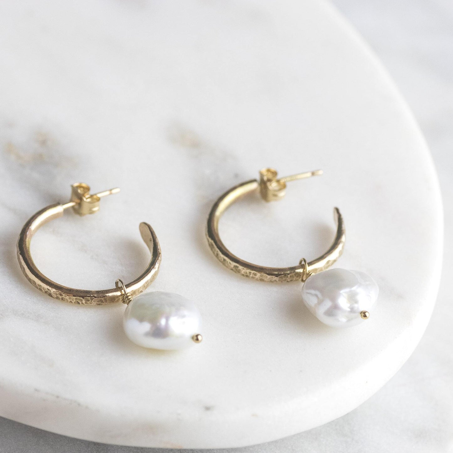 Petite Gold Hoops with Pearls