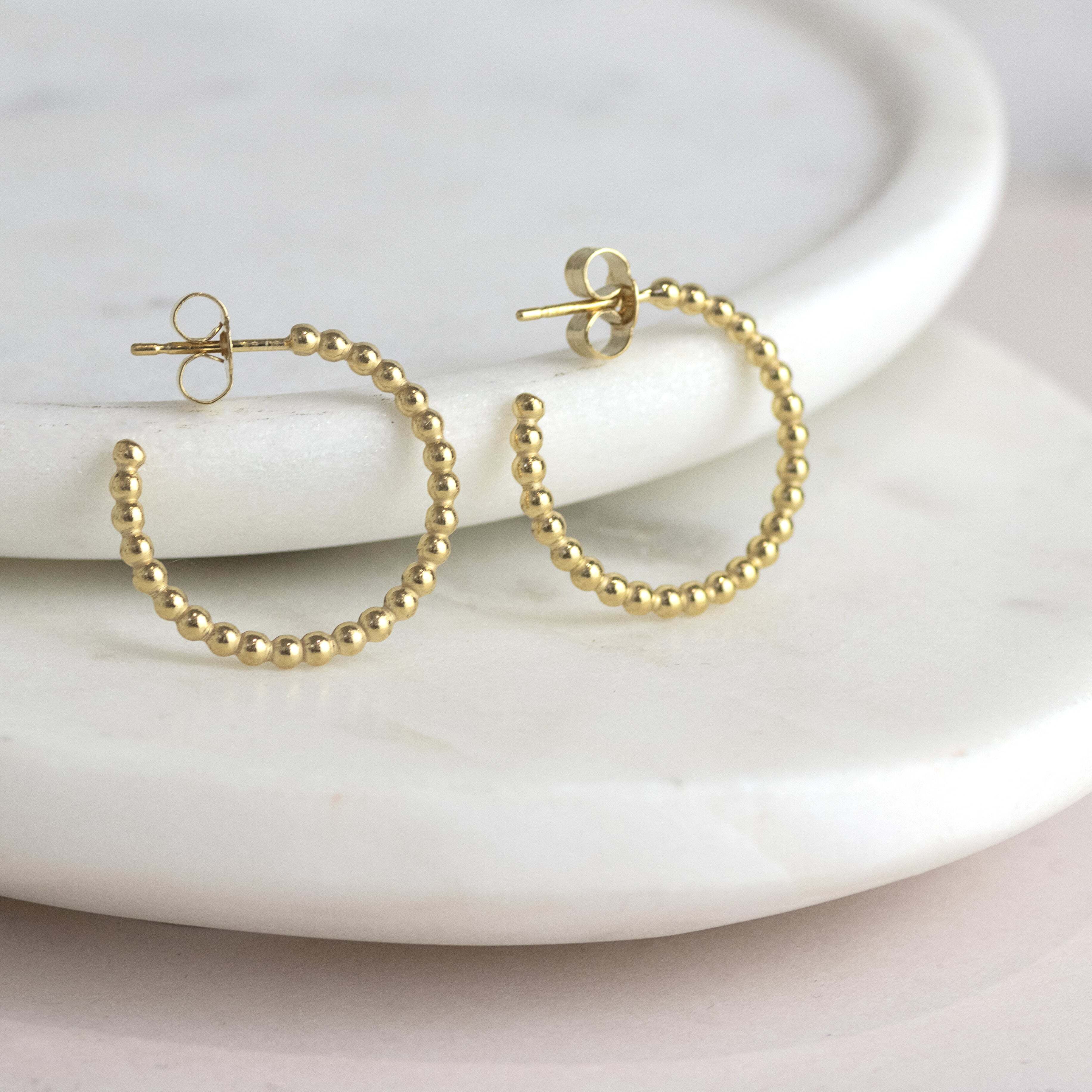 Beaded gold deals hoops