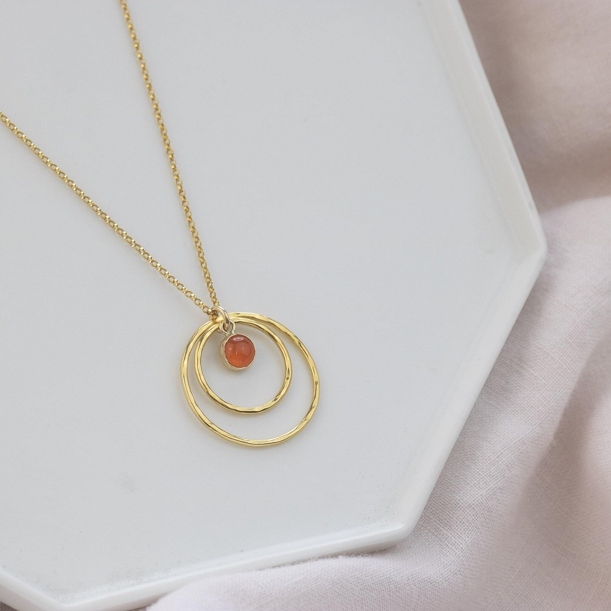 Granddaughter Gift - Double Halo Birthstone Necklace - Silver & Gold