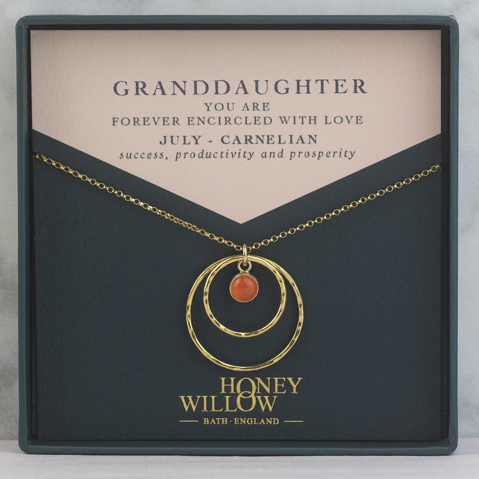 Granddaughter Gift - Double Halo Birthstone Necklace - Silver & Gold