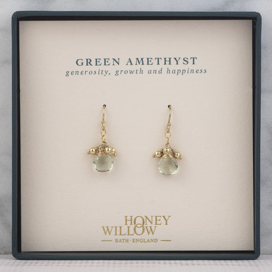 Green Amethyst Earrings - Generosity, Growth & Happiness