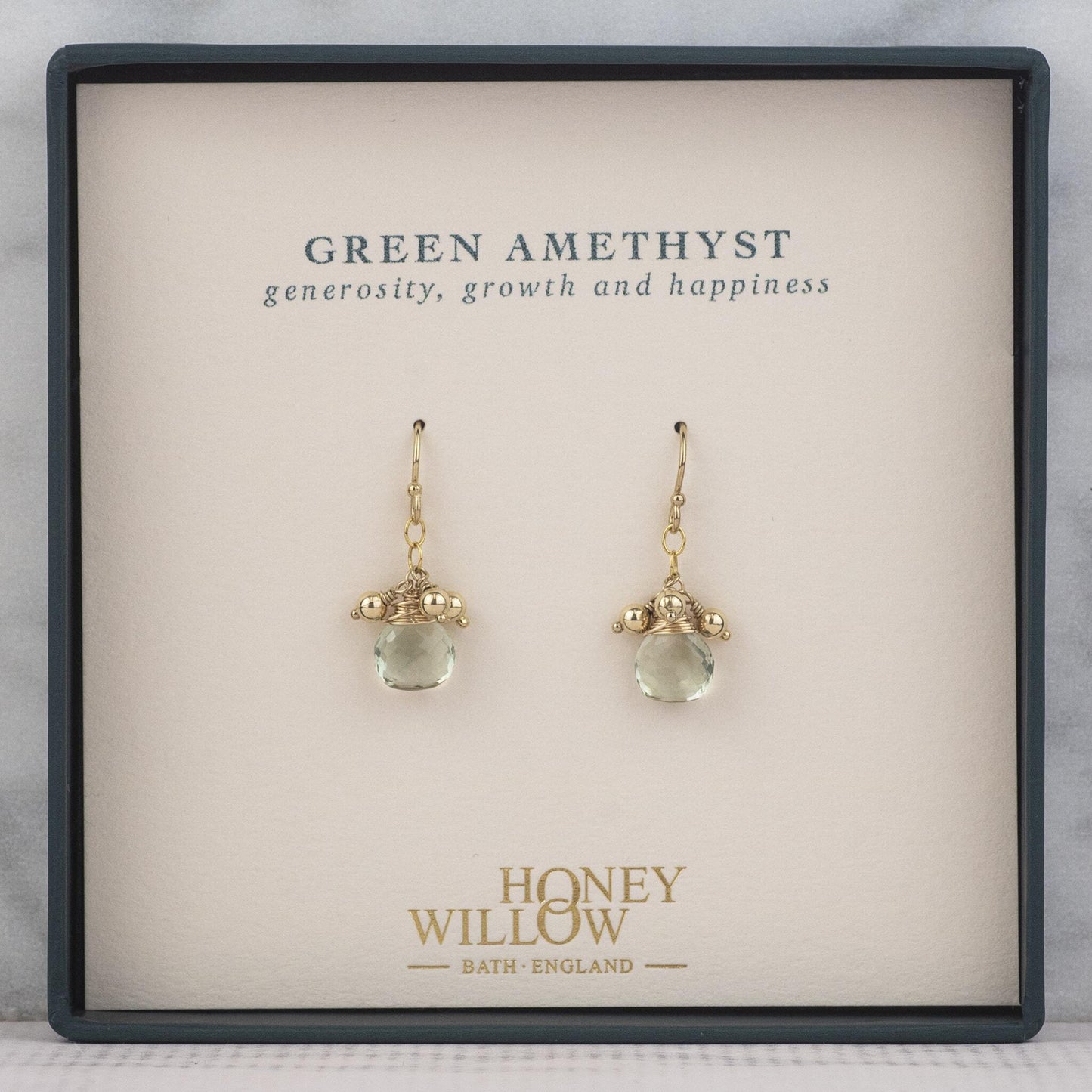 Green Amethyst Earrings - Generosity, Growth & Happiness