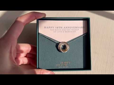 10th Anniversary Necklace - The Original 10 Rings for 10 Years Necklace - Silver & Gold