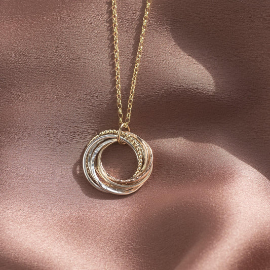 9kt Gold 70th Birthday Necklace - The Original 7 Links for 7 Decades Necklace - Recycled Gold, Rose Gold & Silver