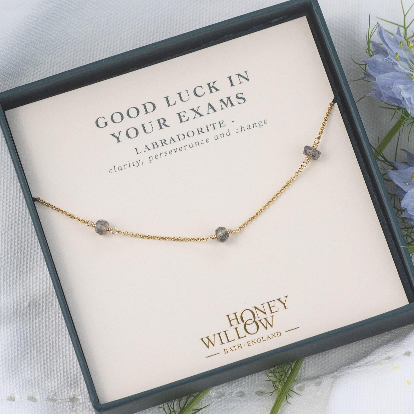 Good Luck in Exams Gift - Labradorite Satellite Necklace - Clarity, Perseverance & Change