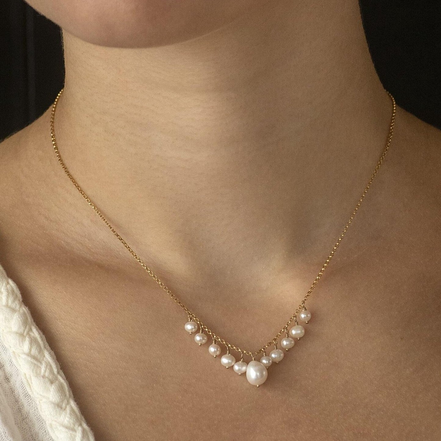 Freshwater Pearl Bridal V Necklace - Latona