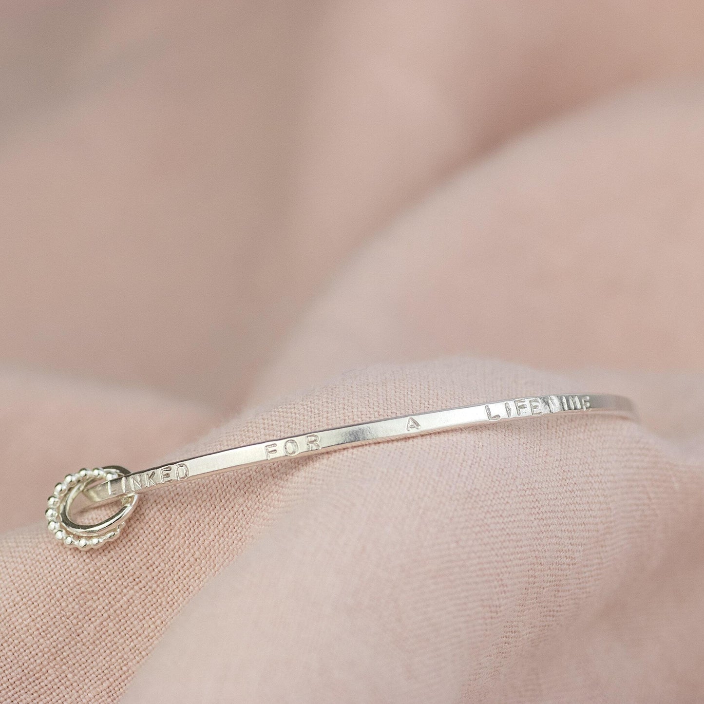 Personalised Sisters Bangle - Linked for a Lifetime - Hand Stamped with Names or Words