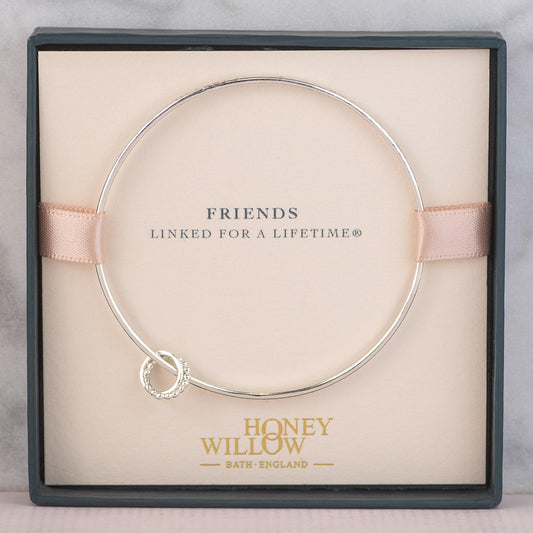 Personalised Friends Bangle - Linked for a Lifetime - Hand Stamped with Names or Words