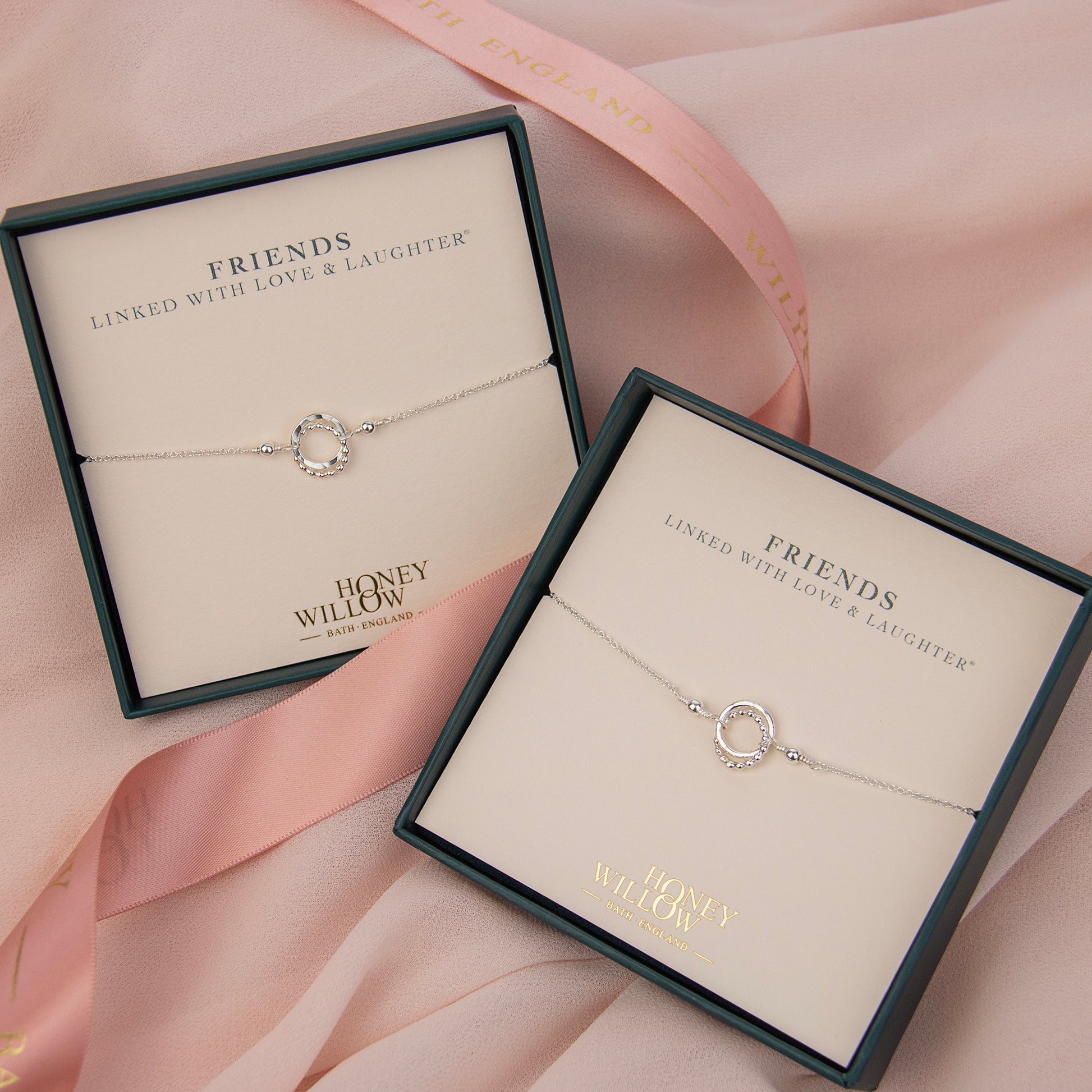 Friendship Bracelets Matching Set of 2 - Silver Love Knots