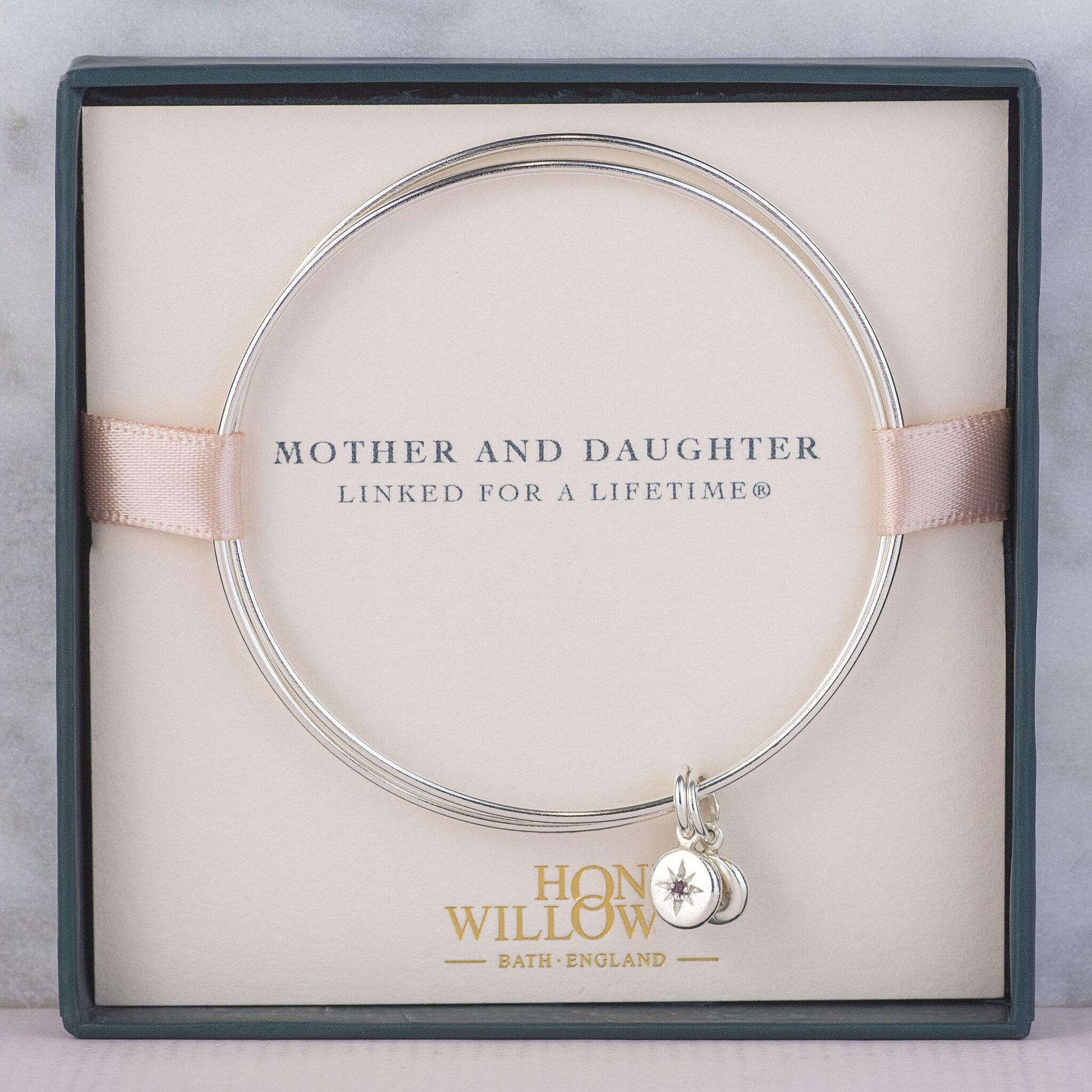 Mother Daughter Bracelet - Double Linked Birthstone Bangle