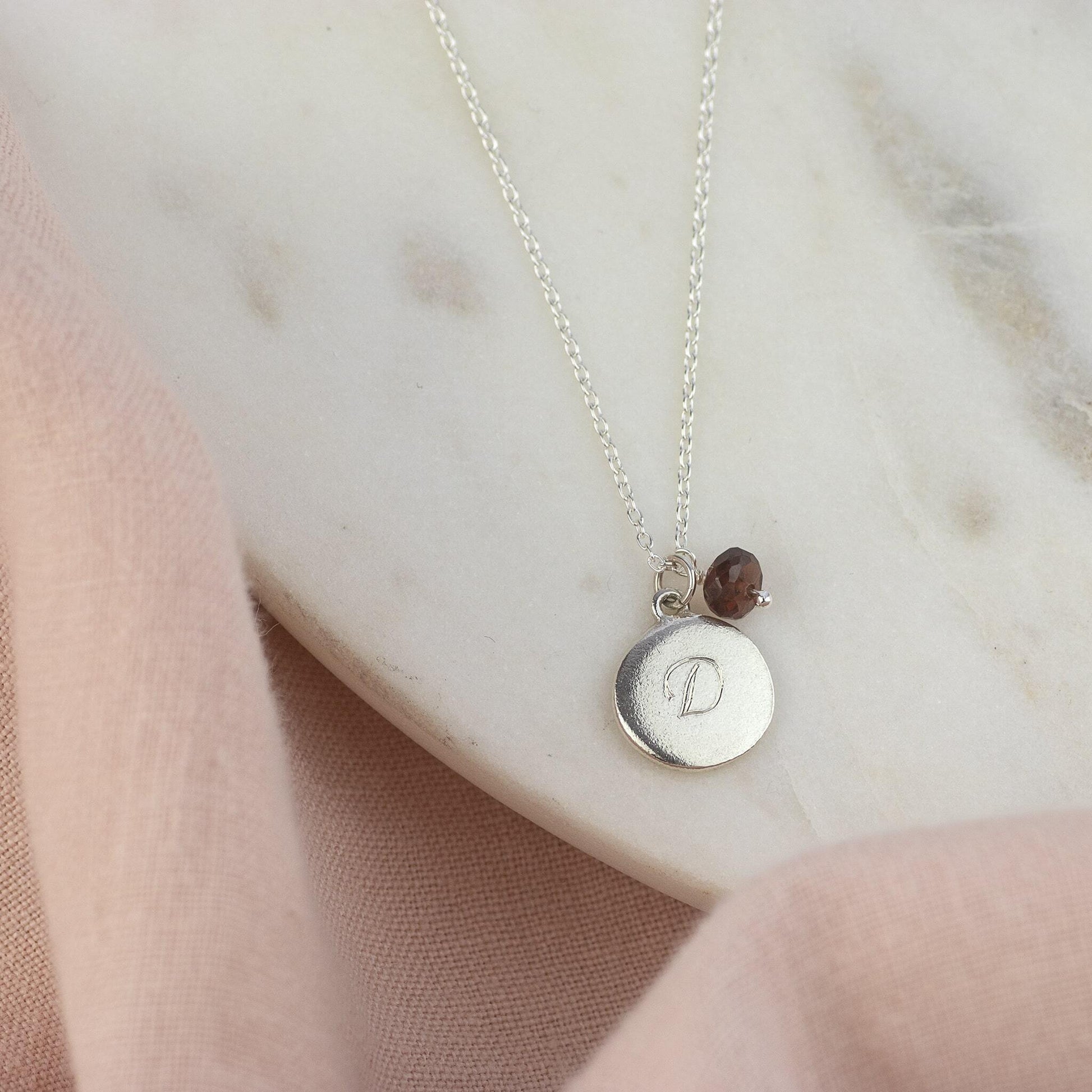 Personalised Initial Pendant with Birthstone