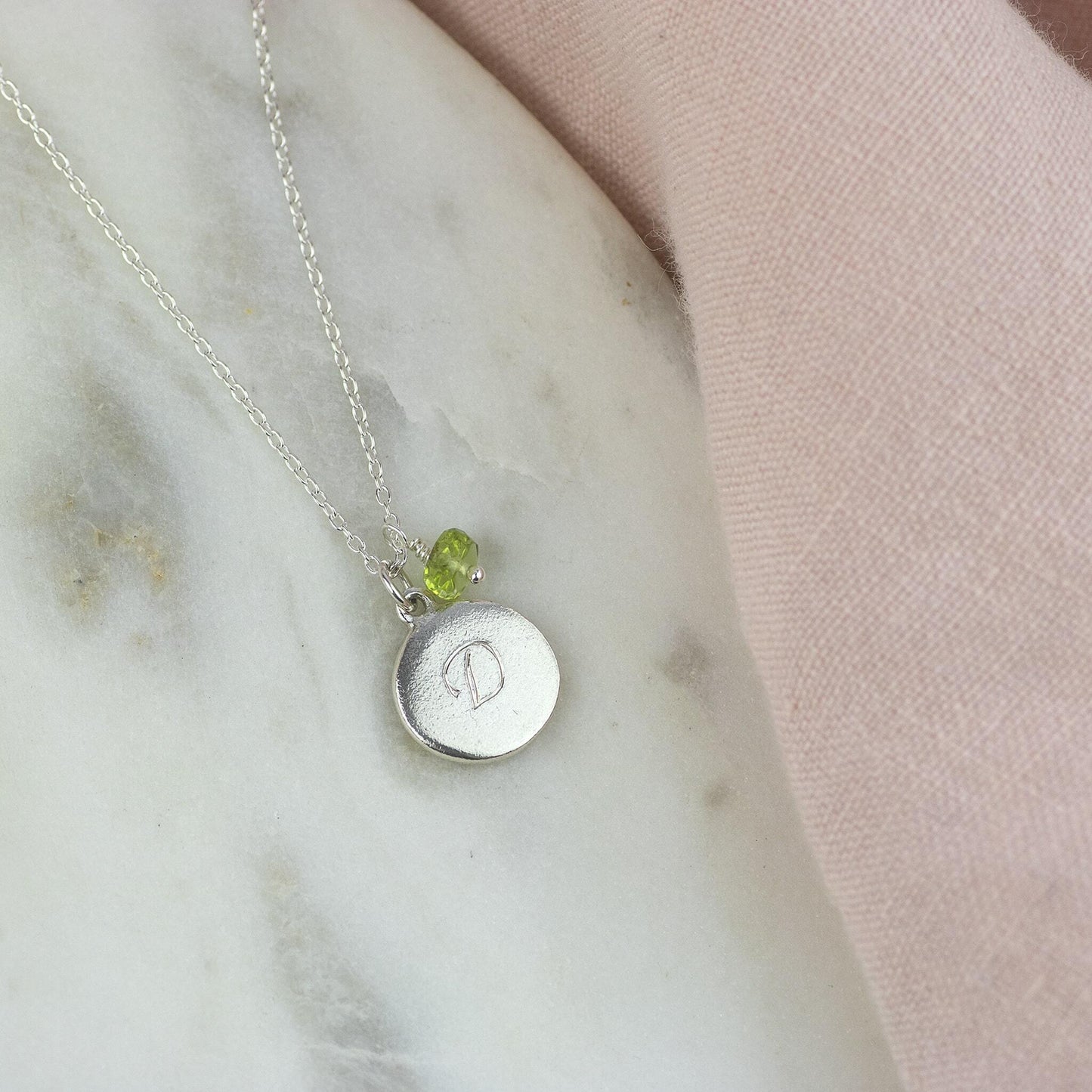 Christmas Gift for Her - Personalised Initial Pendant with Birthston