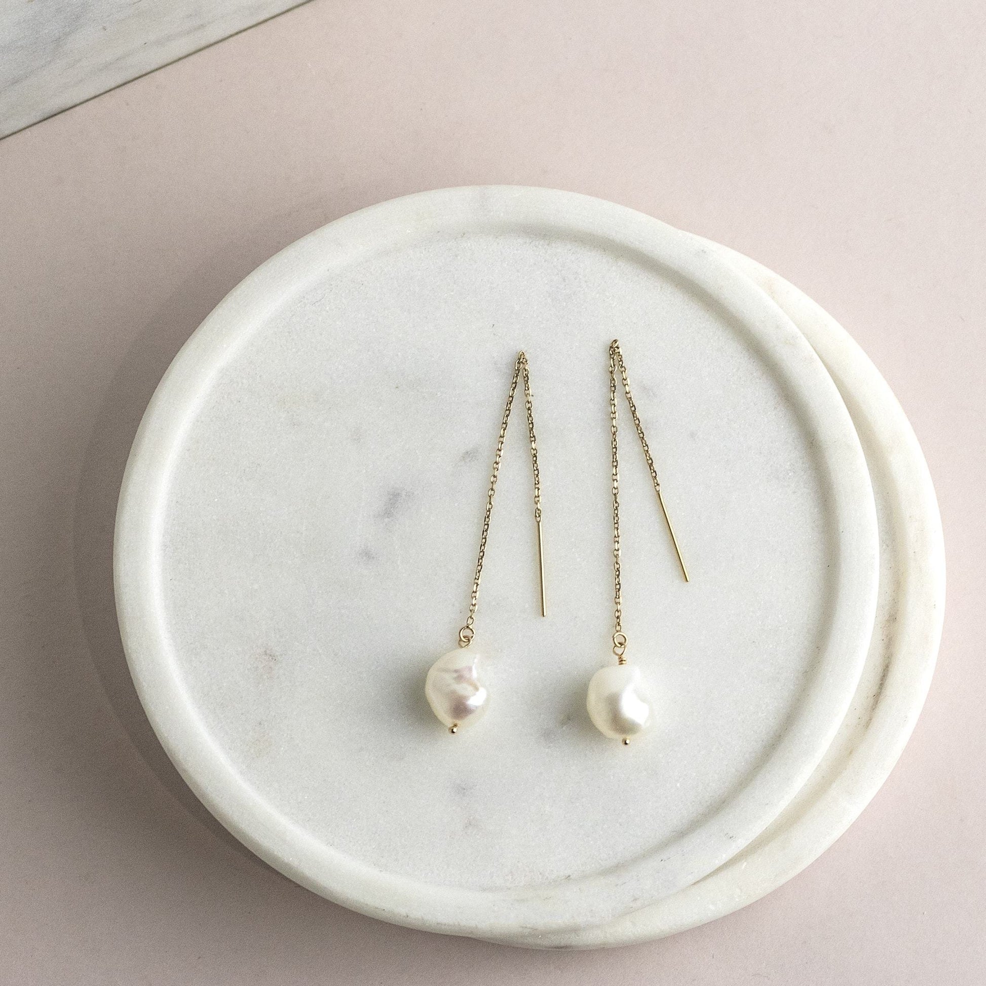 Pearl Threader Earrings - Christmas Gift for Her