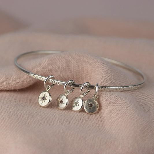 Personalised Family Birthstone Bangle - 4 Birthstones for 4 Loved Ones