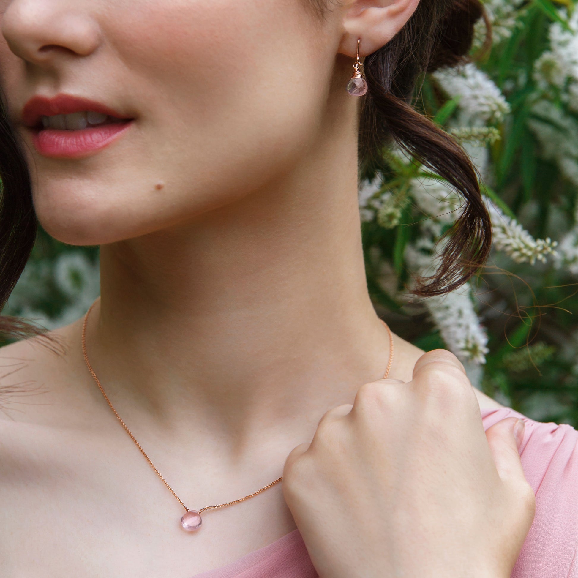 Rose Quartz Necklace - Silver, Gold & Rose Gold