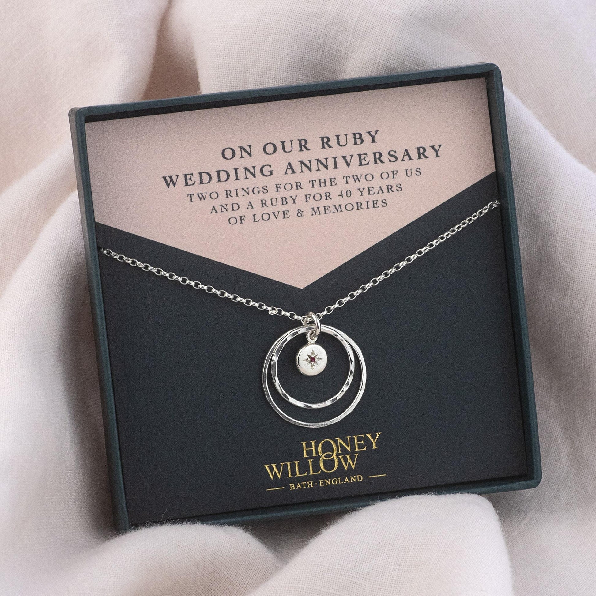 Ruby Wedding Anniversary Necklace - 40th Anniversary Gift