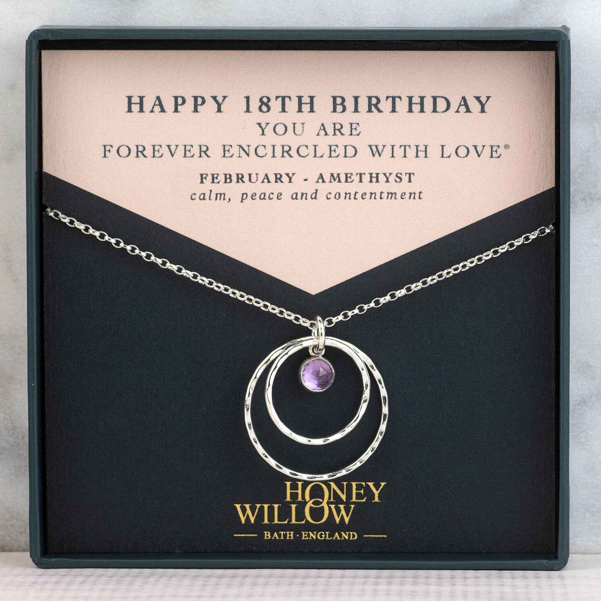 18th Birthday Gift - Double Halo Birthstone Necklace - Silver & Gold