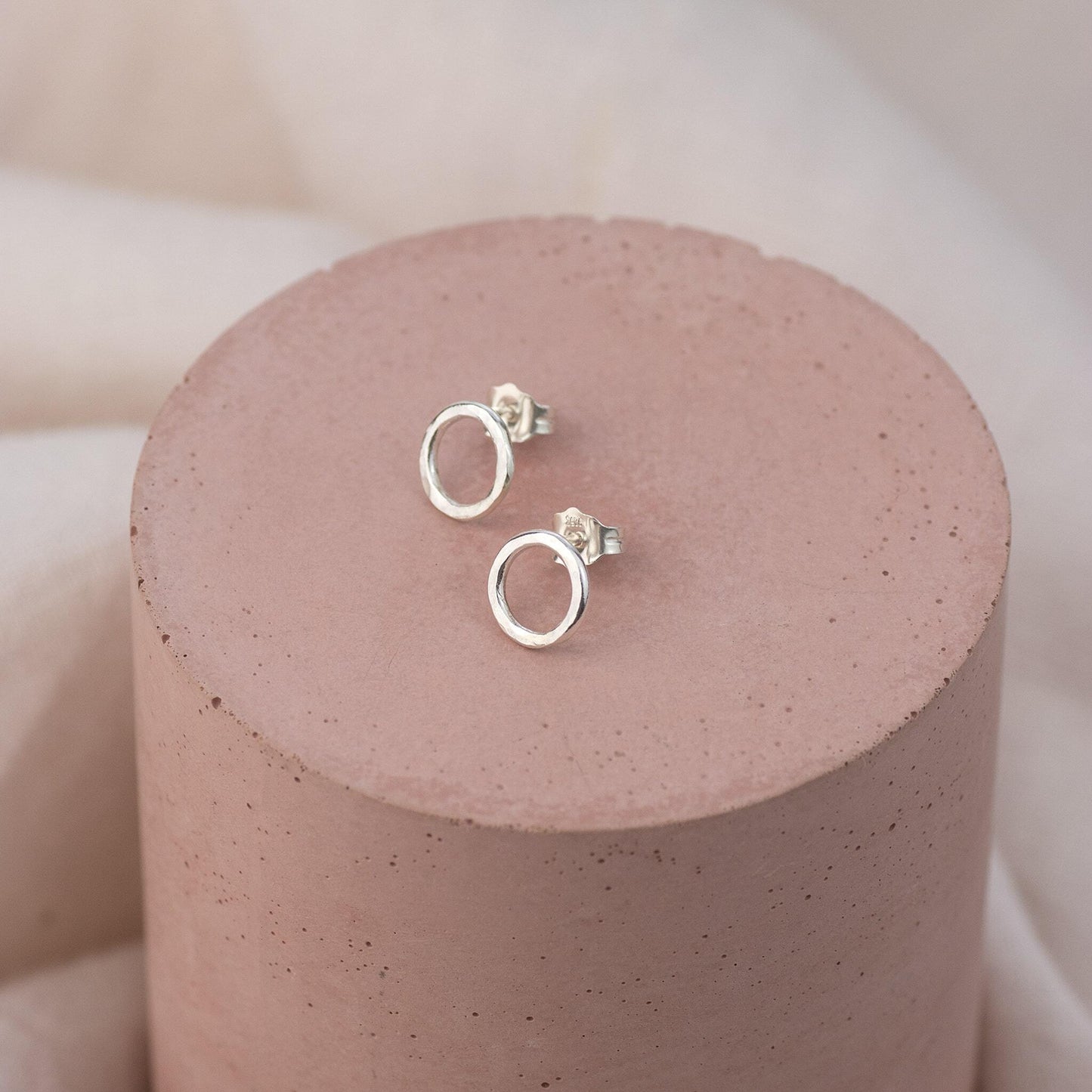 Tiny Silver Halo Stud Earrings - Forever Encircled With Love