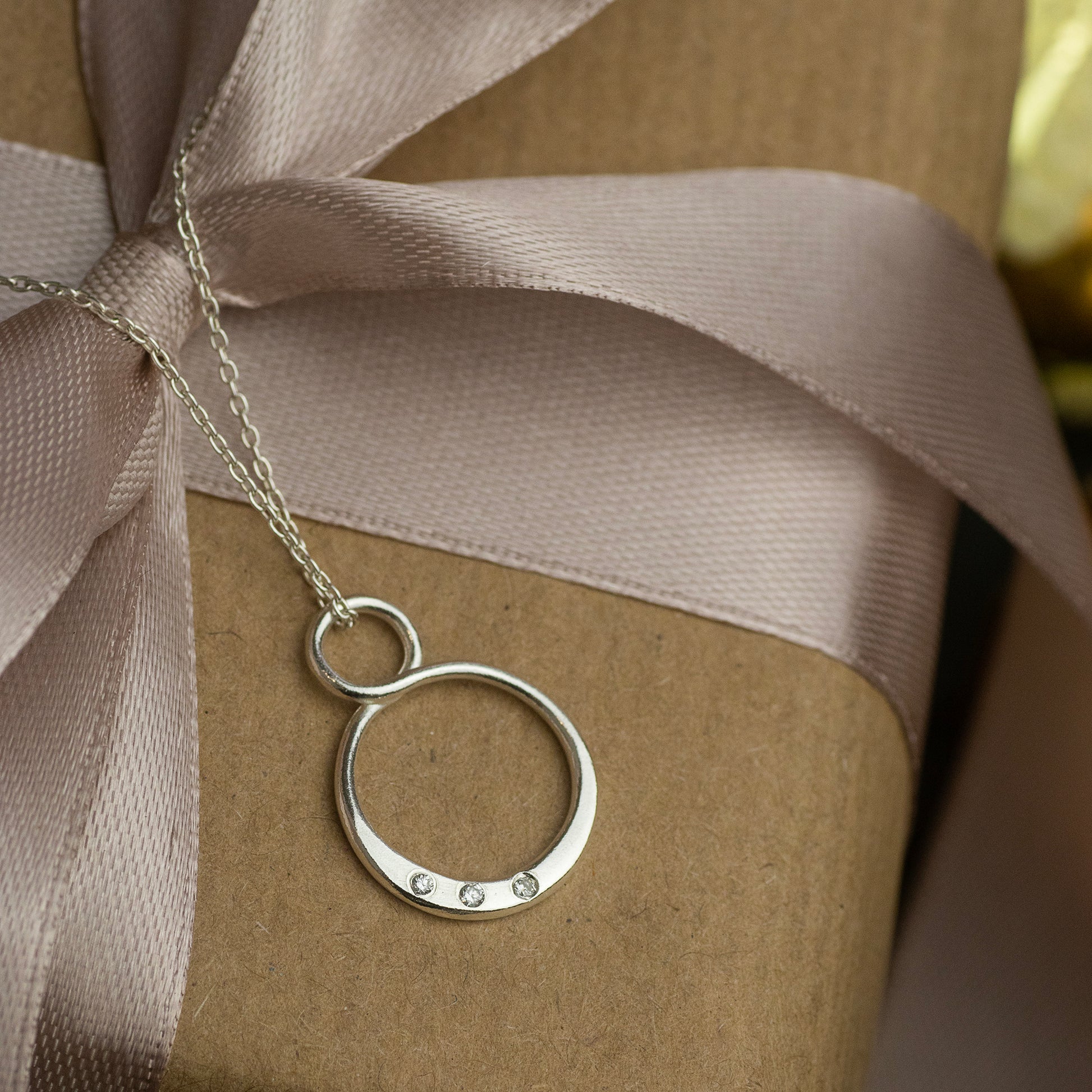 3 Sisters Necklace - Petite Diamond Infinity Necklace - Silver
