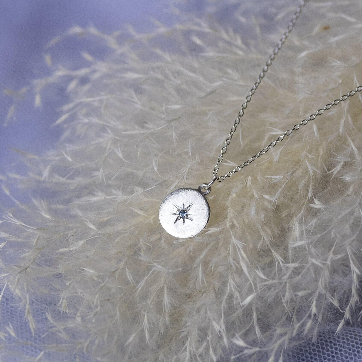 Engraved Birthstone Star Set Pendant - Petite