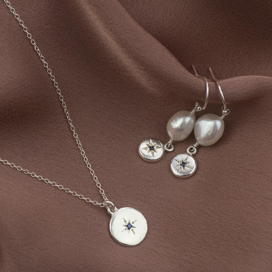 Silver Star Set Necklace and Earrings